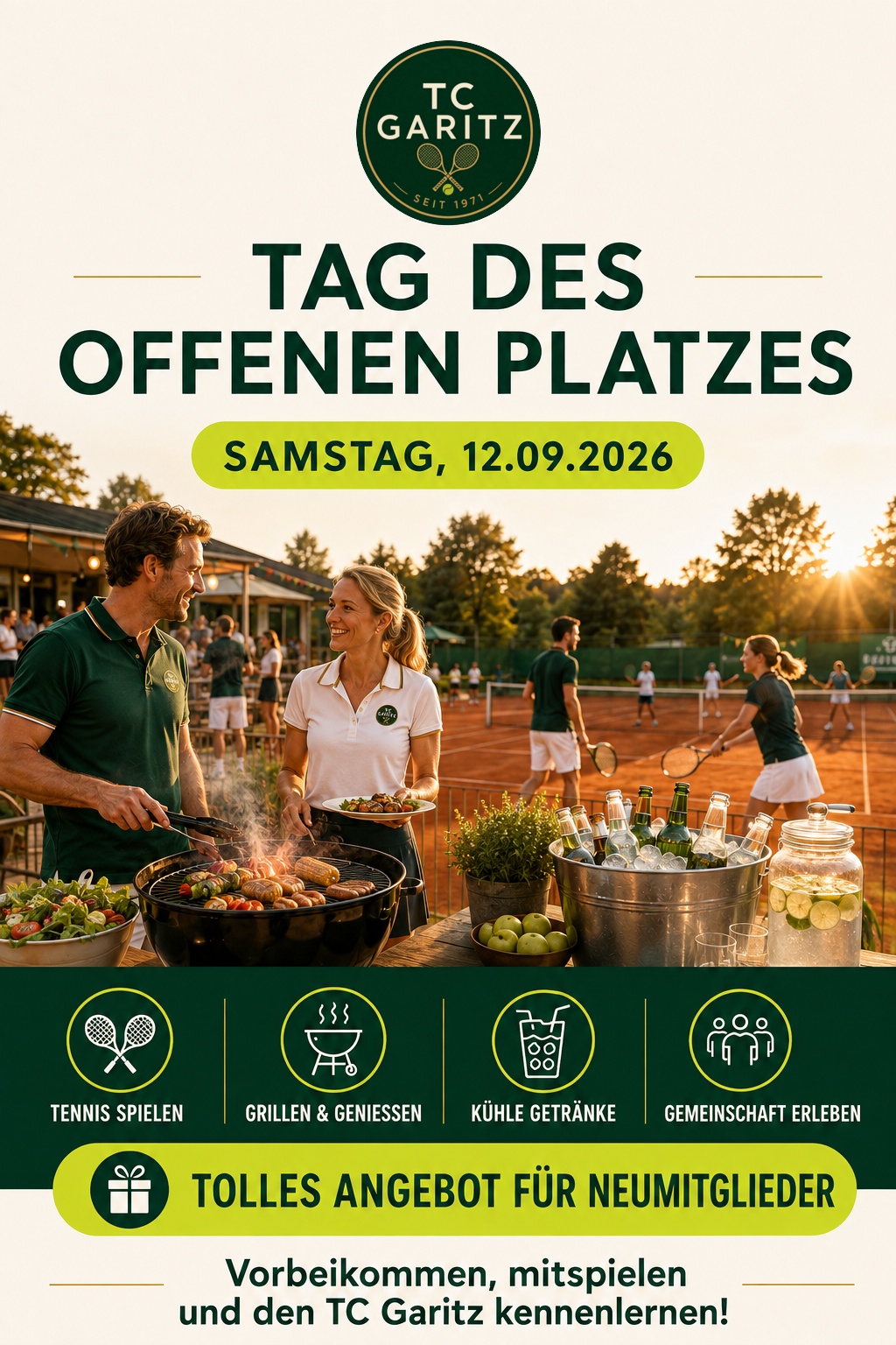 TC Garitz: Tag des offenen Platzes am Samstag, 12. September 2026