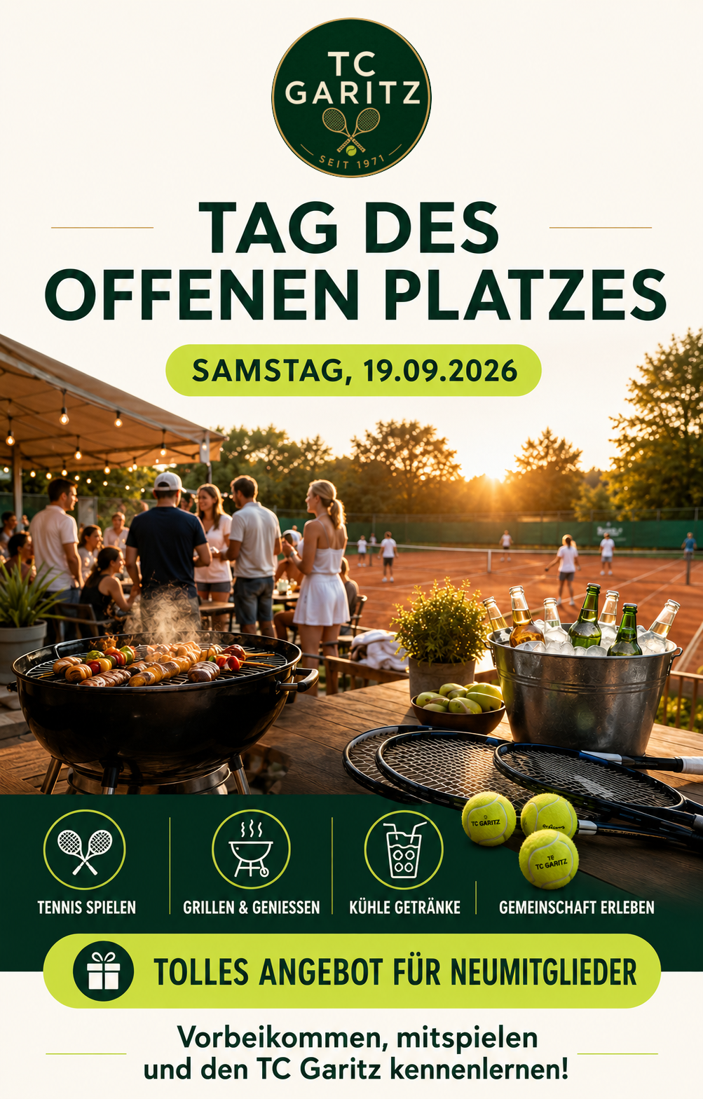 TC Garitz: Tag des offenen Platzes am Samstag, 19. September 2026