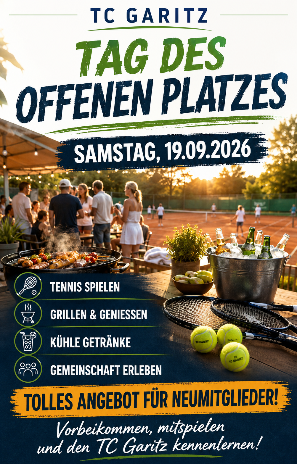 TC Garitz: Tag des offenen Platzes am Samstag, 19. September 2026